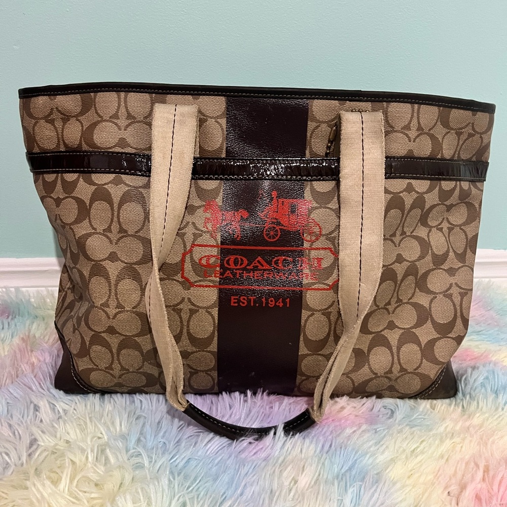 Coach Brown Signature Tote Bag